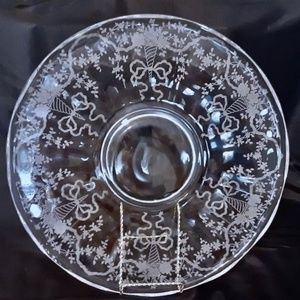 Vintage Fostoria Corsage Etched Clear Crystal Large Torte Tray 14"